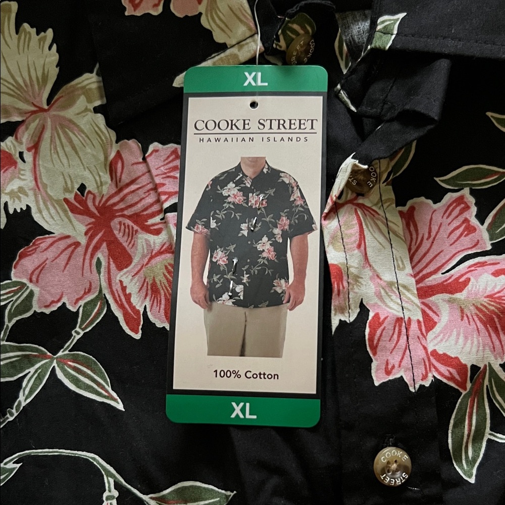 Cooke Street Men's Black Floral Casual Button Down Shirt